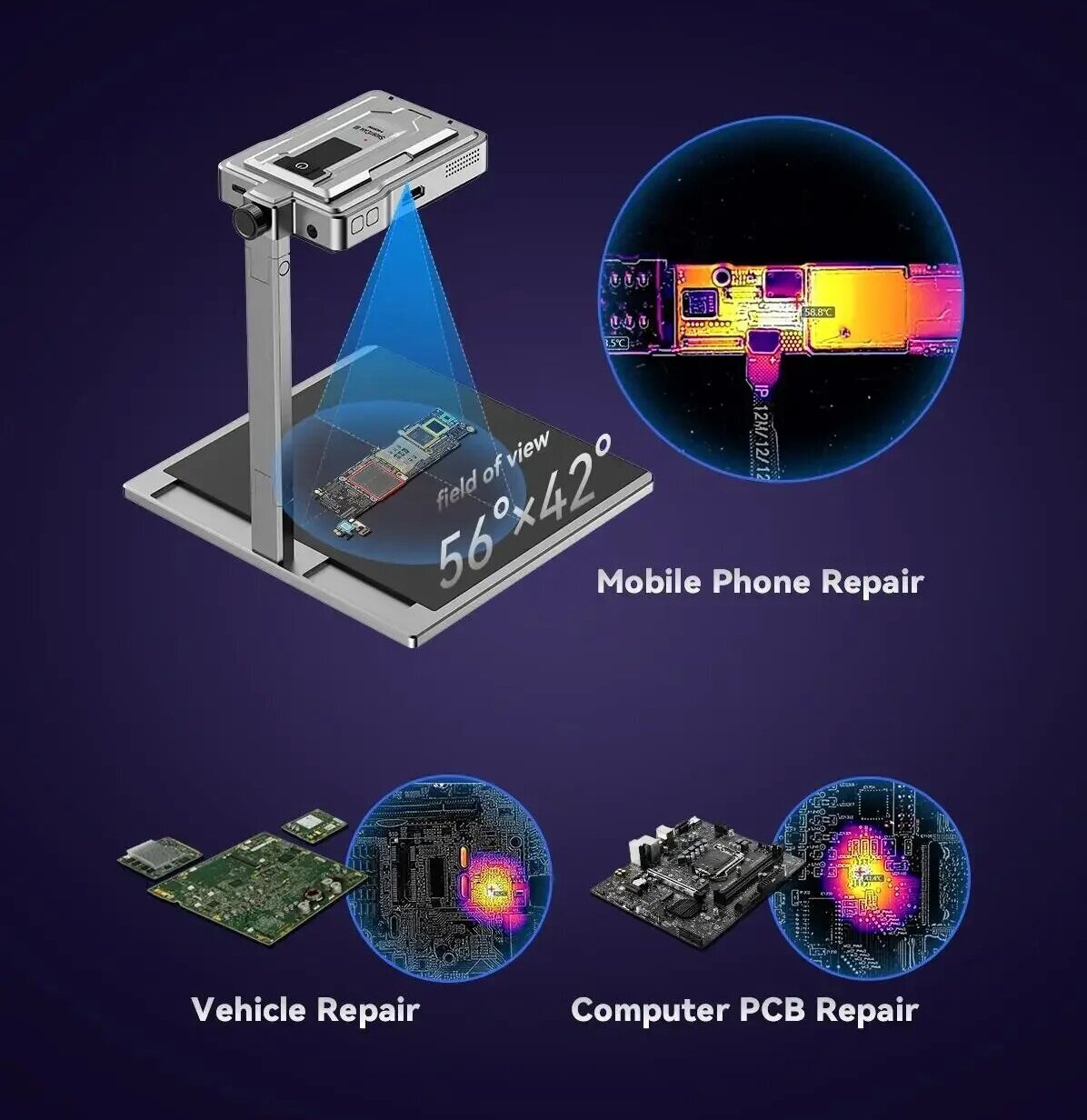 Pcb Short Circuit Thermal Diagnostics - LANGCHI ShortCam III 4K Инфракрасное тепловое